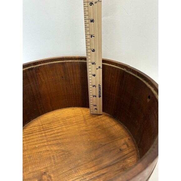 Vintage Shaker Wood Sewing Box with Swing Handle Storage Brass Banded Lid - Picture 14 of 16